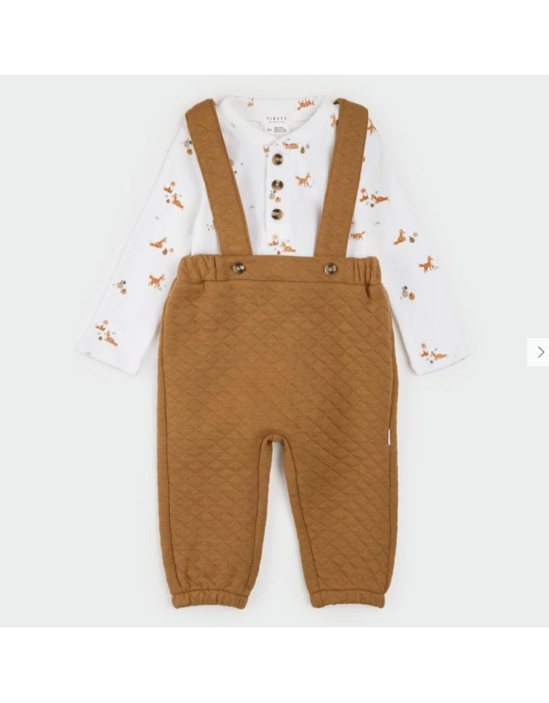 PETIT LEM 2PC QUILTED OVERALL SET - FOX