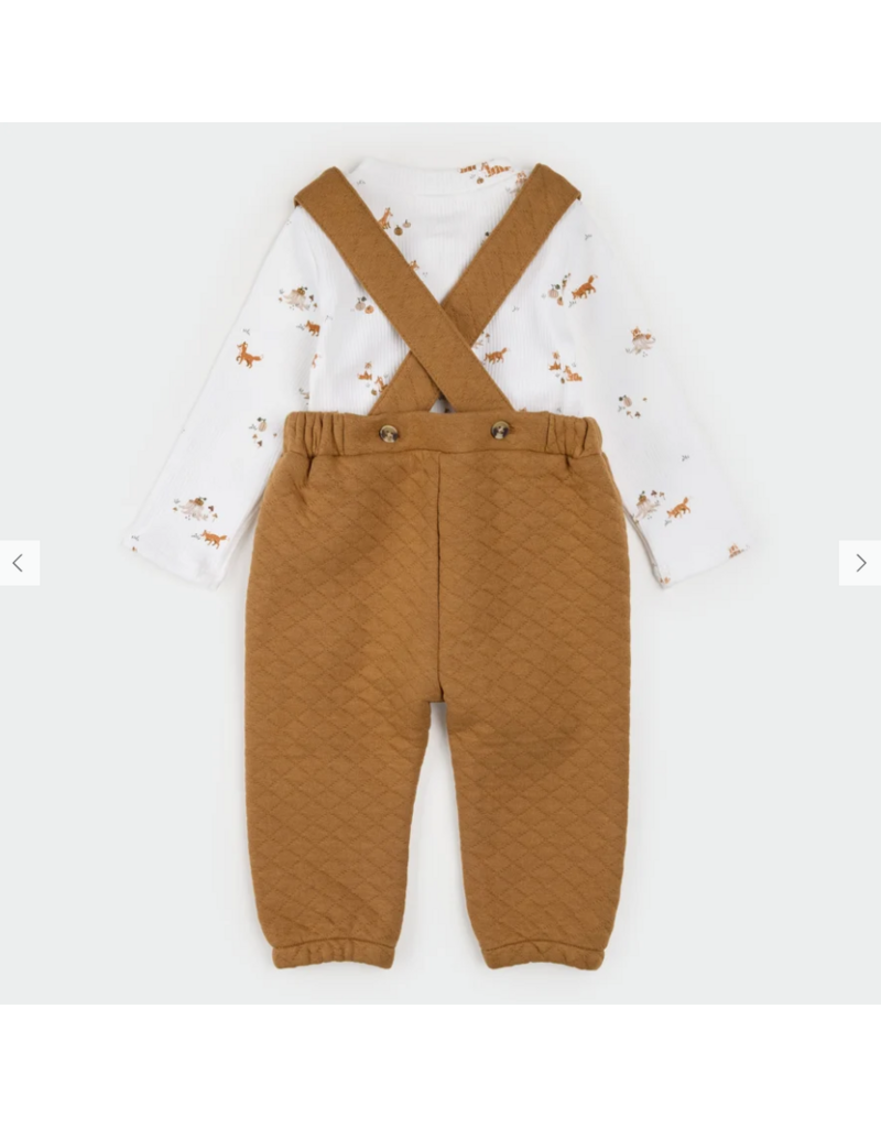 PETIT LEM 2PC QUILTED OVERALL SET - FOX