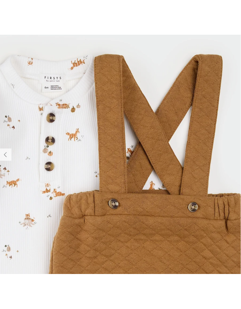 PETIT LEM 2PC QUILTED OVERALL SET - FOX