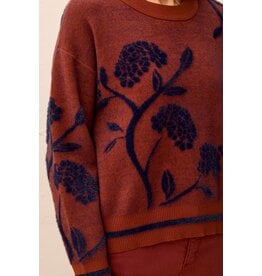 TRIBAL L/S CREW NECK SWEATER - CEDAR