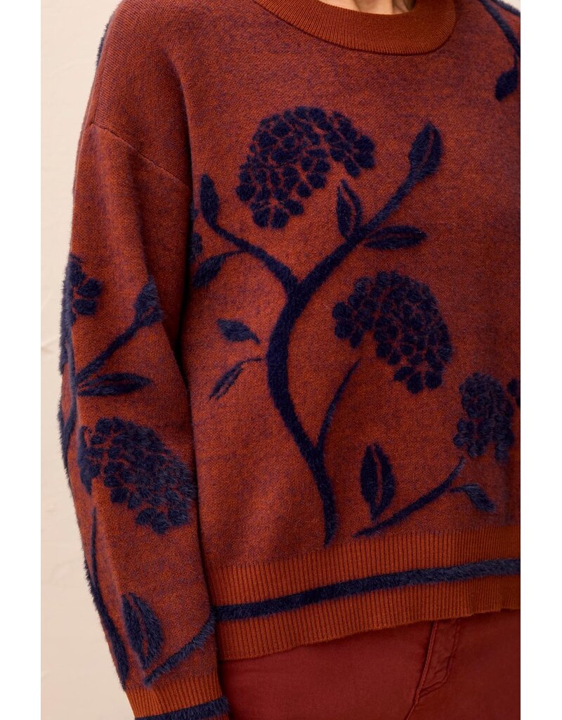 TRIBAL L/S CREW NECK SWEATER - CEDAR