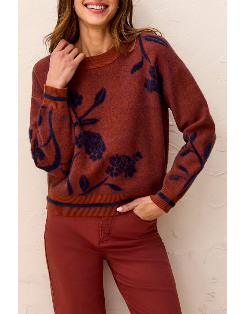 TRIBAL L/S CREW NECK SWEATER - CEDAR
