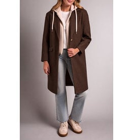 TRIBAL CAR COAT W/ FOOLER HOODIE - CHOCOLATE