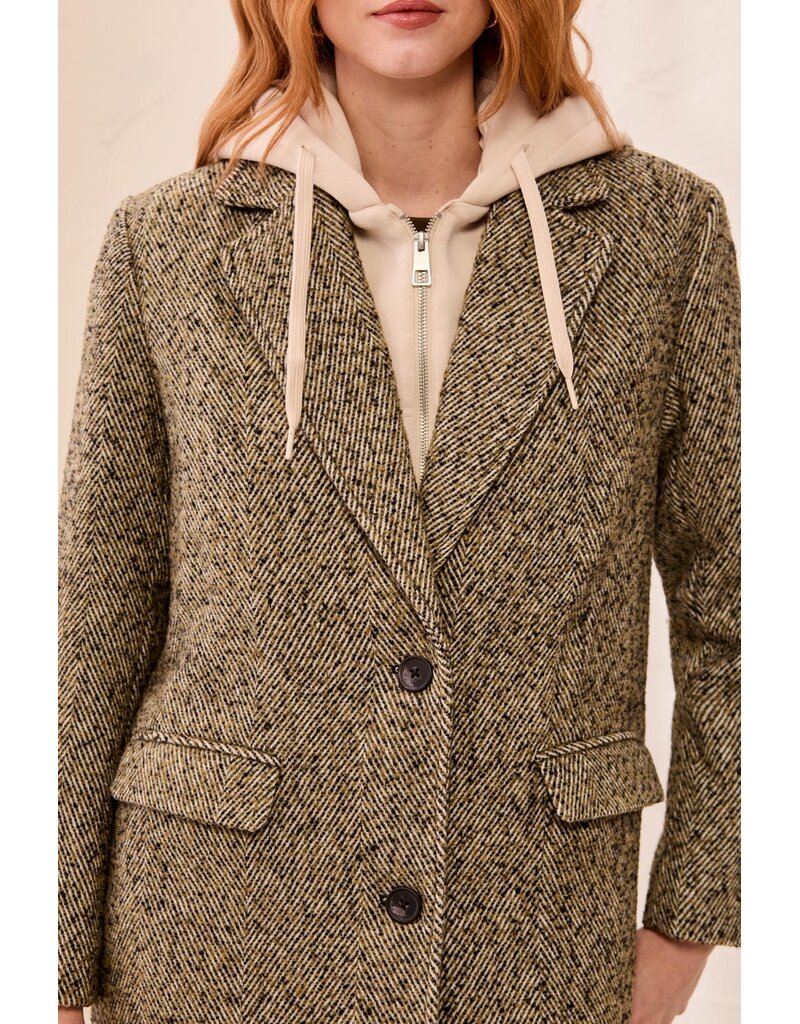 TRIBAL CAR COAT W/ FOOLER HOODIE - SADDLE BROWN