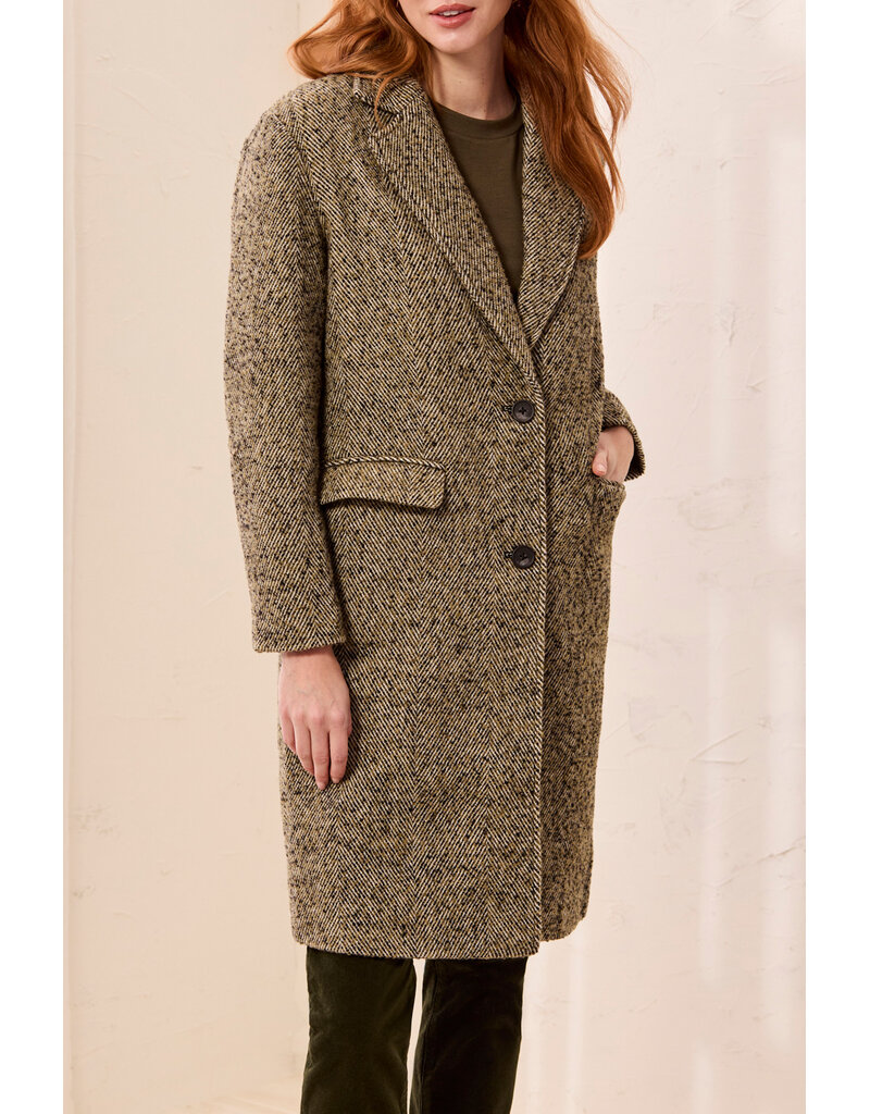 TRIBAL CAR COAT W/ FOOLER HOODIE - SADDLE BROWN