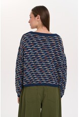 24COLOURS NAVY MULTI COLORED COTTON BLND SWEATER