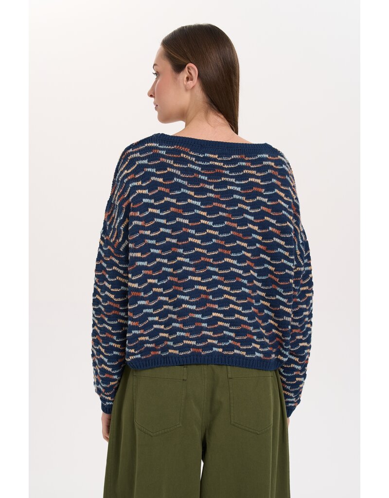 24COLOURS NAVY MULTI COLORED COTTON BLND SWEATER