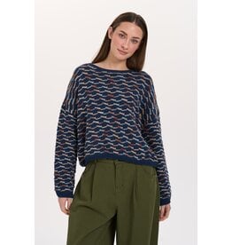 24COLOURS NAVY MULTI COLORED COTTON BLND SWEATER