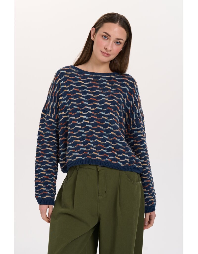 24COLOURS NAVY MULTI COLORED COTTON BLND SWEATER