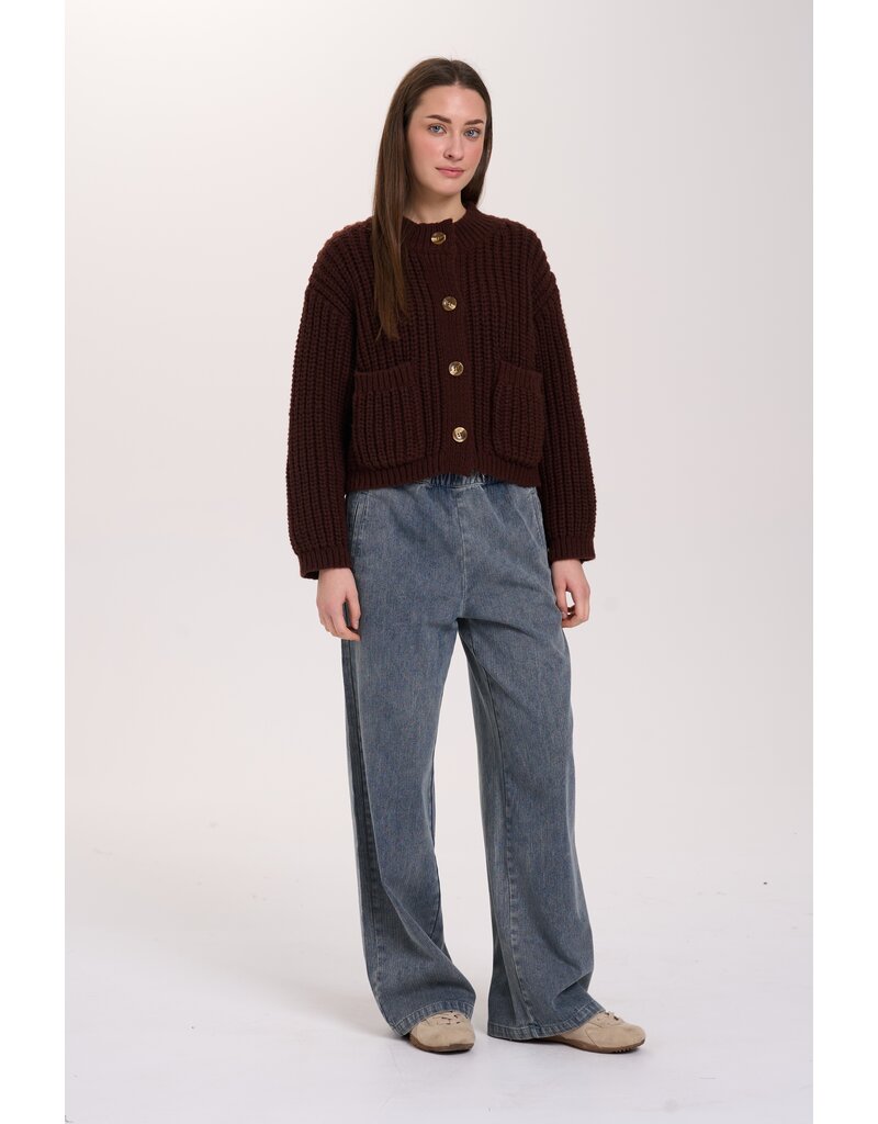24COLOURS BROWN KNIT CARDIGAN
