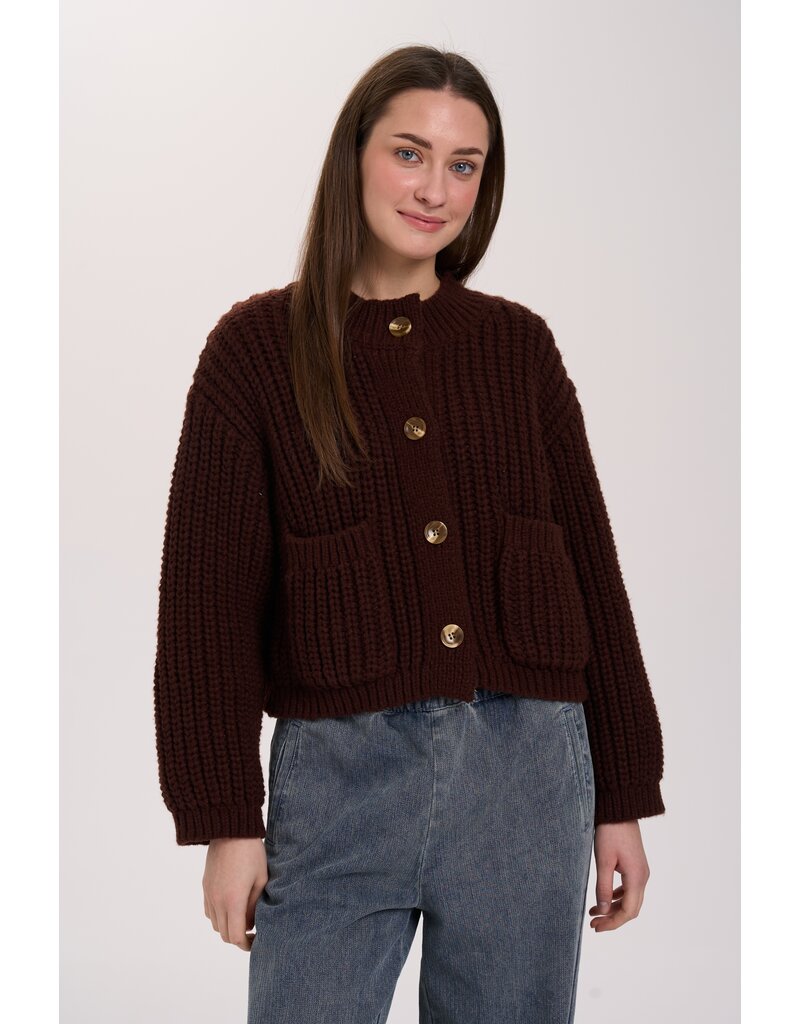 24COLOURS BROWN KNIT CARDIGAN