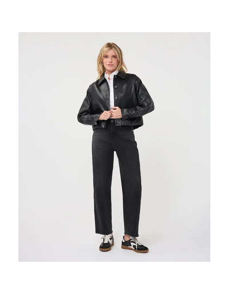 CROPPED VEGAN LEATHER JACKET