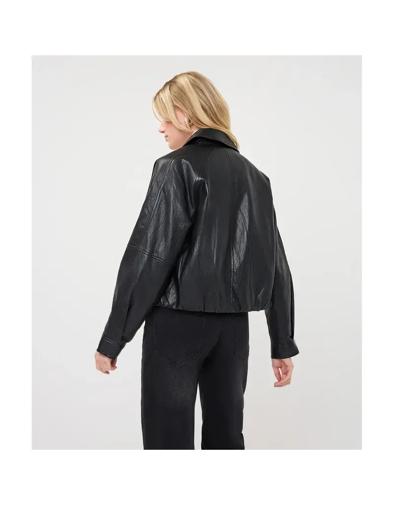 CROPPED VEGAN LEATHER JACKET