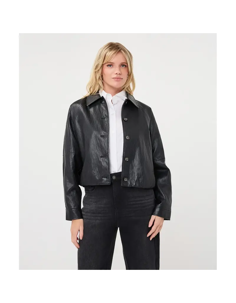 CROPPED VEGAN LEATHER JACKET