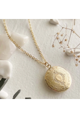PIKA & BEAR ADELAIDE ORNATE ROUND LOCKET NECKLACE - GOLD