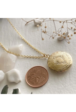 PIKA & BEAR ADELAIDE ORNATE ROUND LOCKET NECKLACE - GOLD