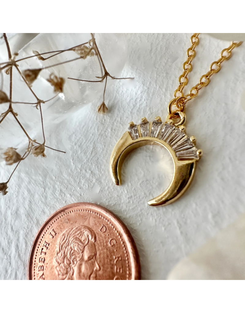 PIKA & BEAR KHONSU CRESCENT MOON NECKLACE - GOLD