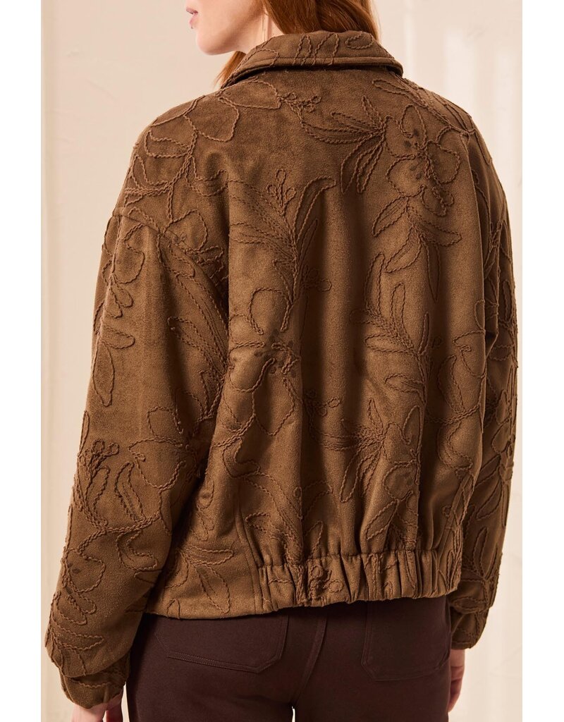 TRIBAL FLORAL DETAILED JACKET - DARK FOSSIL
