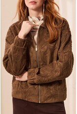 TRIBAL FLORAL DETAILED JACKET - DARK FOSSIL