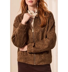 TRIBAL FLORAL DETAILED JACKET - DARK FOSSIL