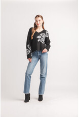 FLORAL INTARSIA V NECK SWEATER