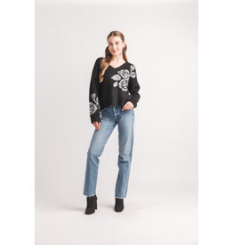 FLORAL INTARSIA V NECK SWEATER