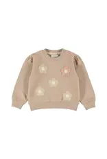 DIRKJE TAUPE SWEATER W/ FLOWERS