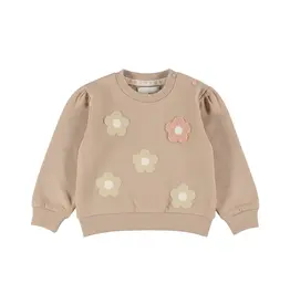 DIRKJE TAUPE SWEATER W/ FLOWERS