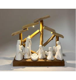 NATIVITY SCENE - WOOD & CERAMIC