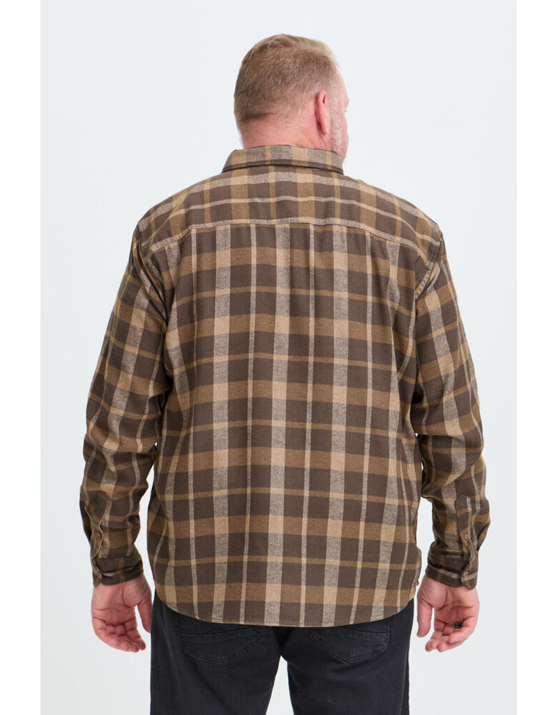BLEND CAI PLAID BUTTON UP SHIRT - TURKISH COFFEE