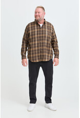BLEND CAI PLAID BUTTON UP SHIRT - TURKISH COFFEE