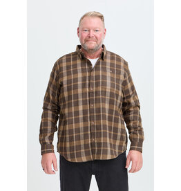 BLEND CAI PLAID BUTTON UP SHIRT - TURKISH COFFEE