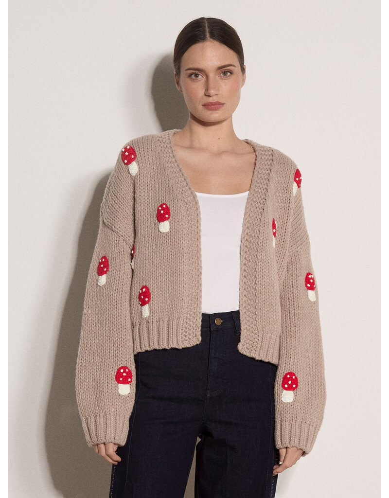 MUSHROOM HAND KNIT CARDIGAN