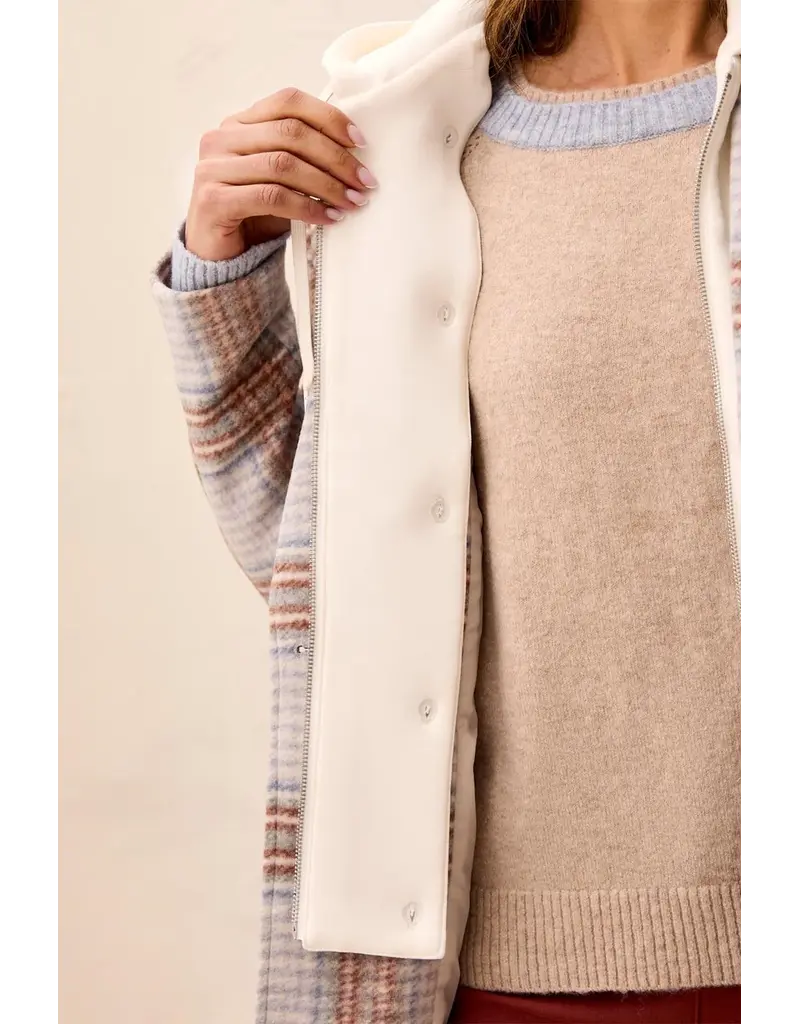 TRIBAL CAR COAT W/ FOOLER HOODIE - CREAM