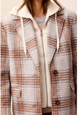 TRIBAL CAR COAT W/ FOOLER HOODIE - CREAM