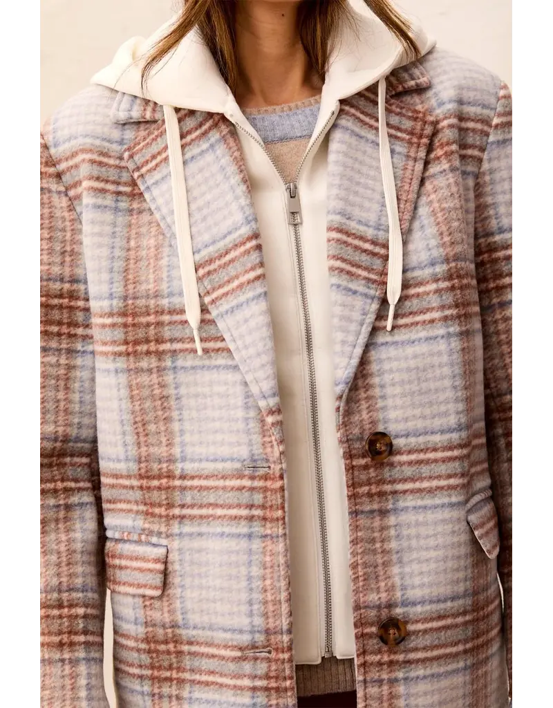 TRIBAL CAR COAT W/ FOOLER HOODIE - CREAM