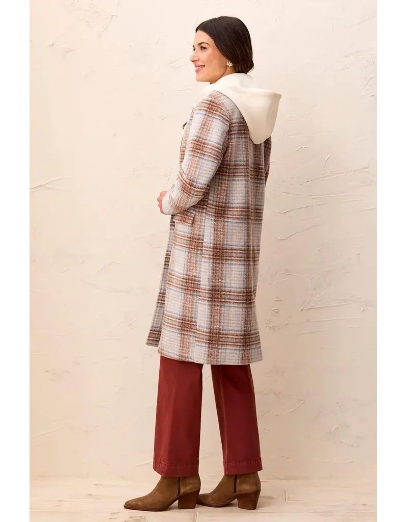 TRIBAL CAR COAT W/ FOOLER HOODIE - CREAM