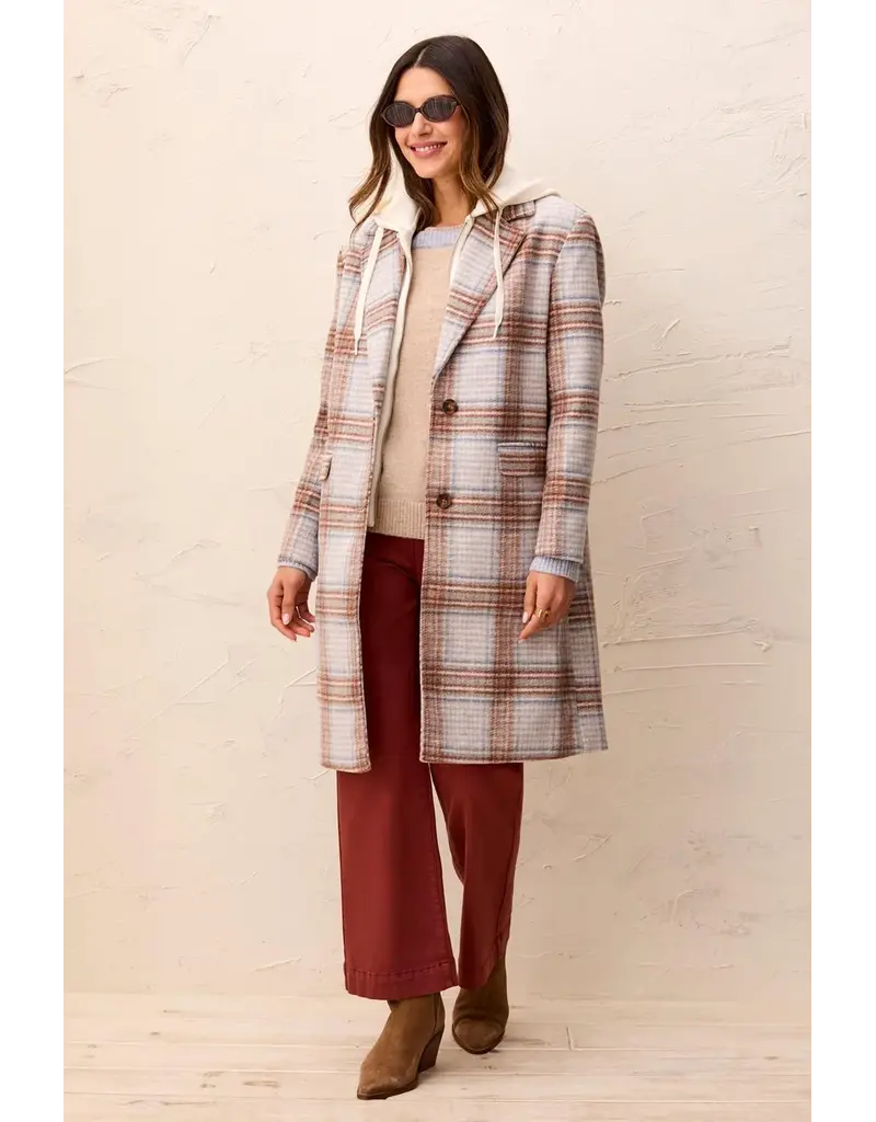 TRIBAL CAR COAT W/ FOOLER HOODIE - CREAM