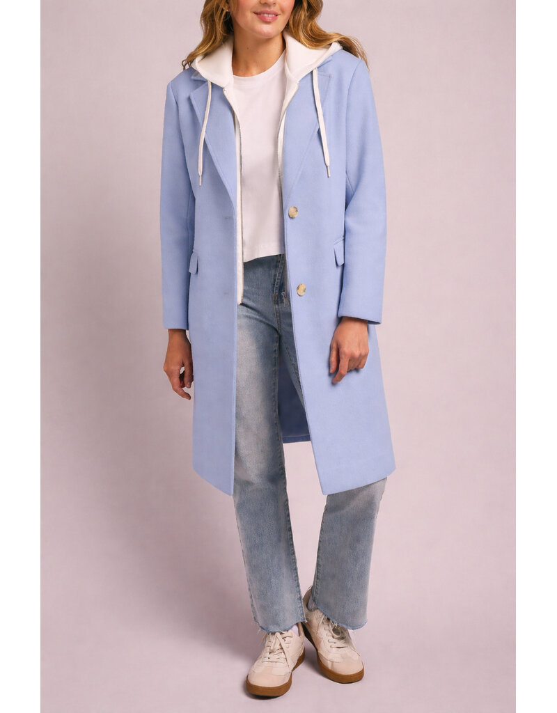 TRIBAL CAR COAT W/ FOOLER HOODIE - GLACIER BLUE