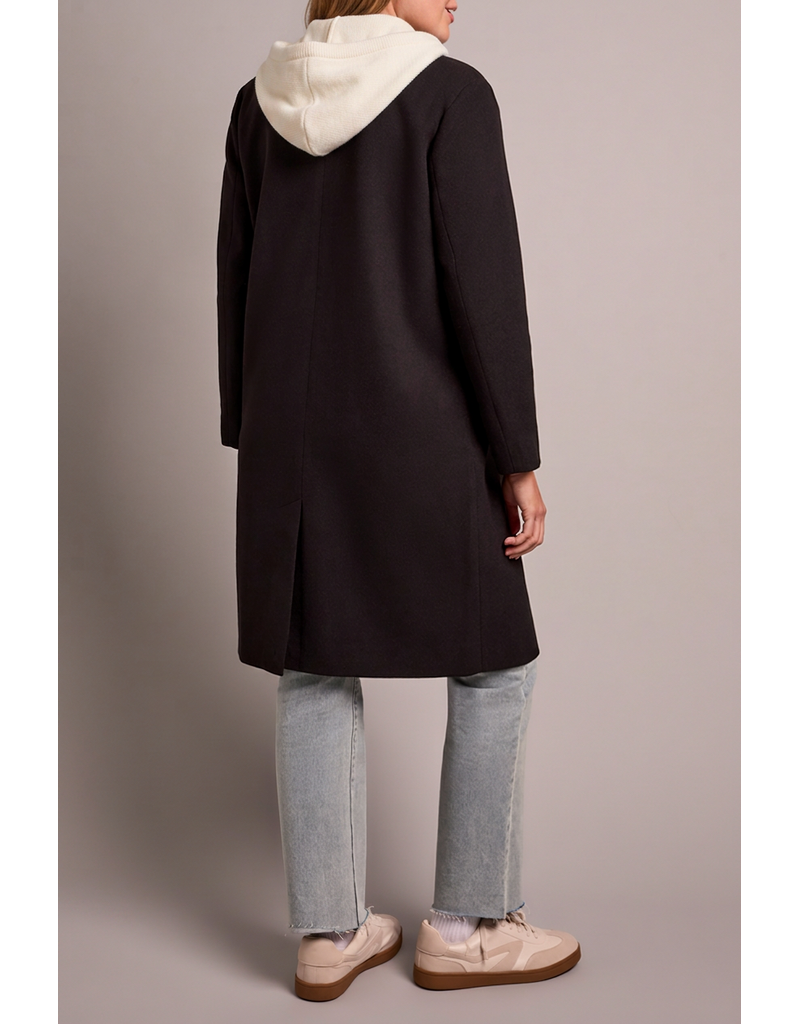 TRIBAL CAR COAT W/ FOOLER HOODIE - BLACK