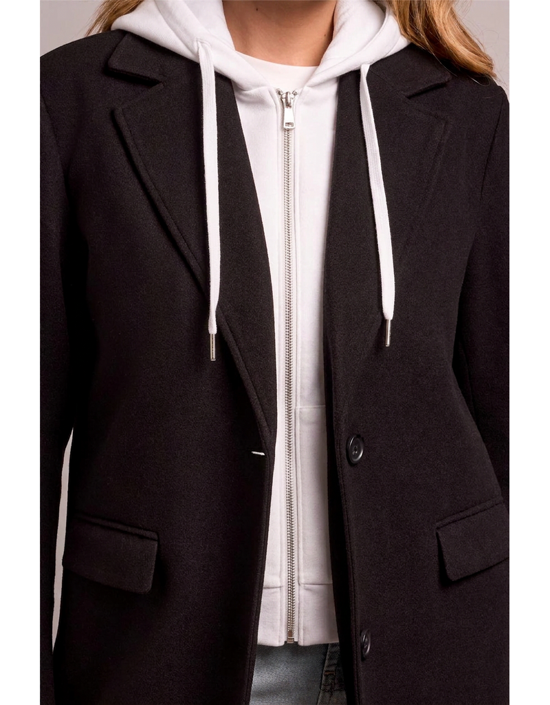TRIBAL CAR COAT W/ FOOLER HOODIE - BLACK