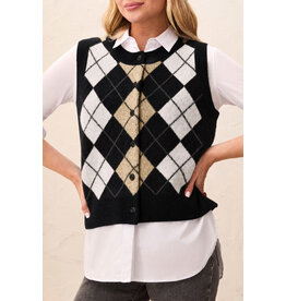 TRIBAL SWEATER VEST - BLACK