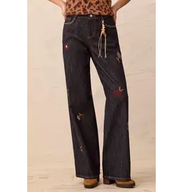 TRIBAL AUDREY EMBROIDERED WIDE LEG DENIM