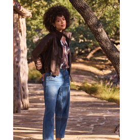 TRIBAL SADDLE BROWN PLEATHER JACKET
