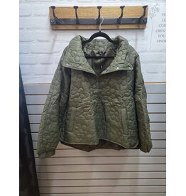 SELF PRINT PUFFER JACKET - OLIVE