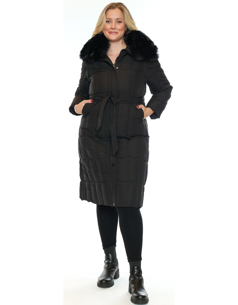 PUFFER JACKET & VEST W/ REMOVABLE HOOD & FUR - BLACK