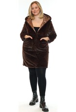 REVERSIBLE FUR LINED PUFFER JACKET - BROWN