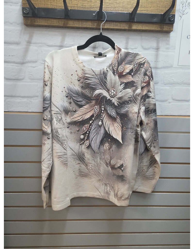 PRINTED CREW NECK SWEATER