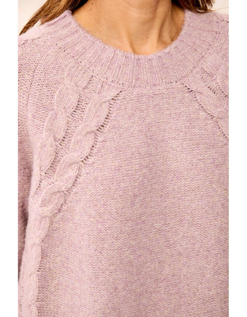 TRIBAL L/S CREW NECK SWEATER - VIOLET ICE