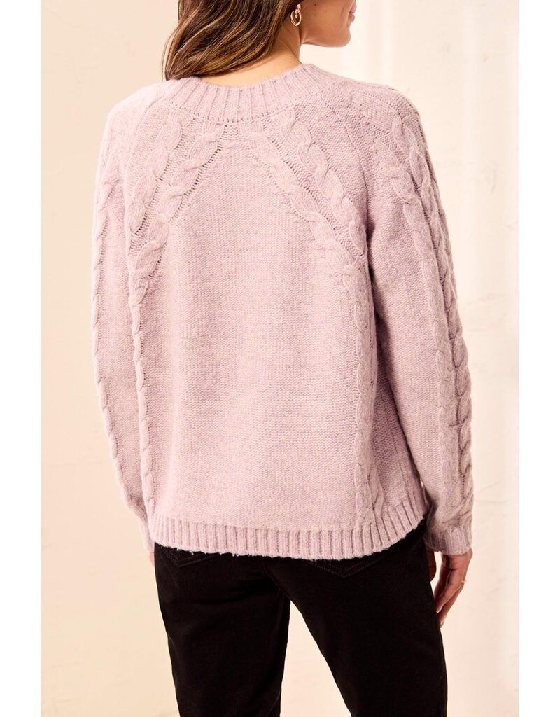 TRIBAL L/S CREW NECK SWEATER - VIOLET ICE